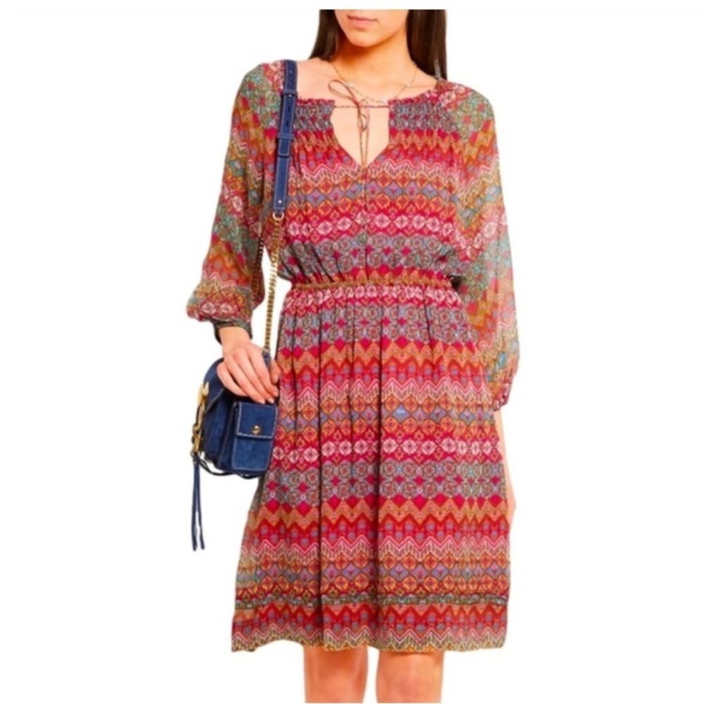 Diane Von Furstenberg Multicolor Printed Boho Dress - Red, Pink, Blue